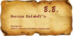 Borcsa Balabán névjegykártya